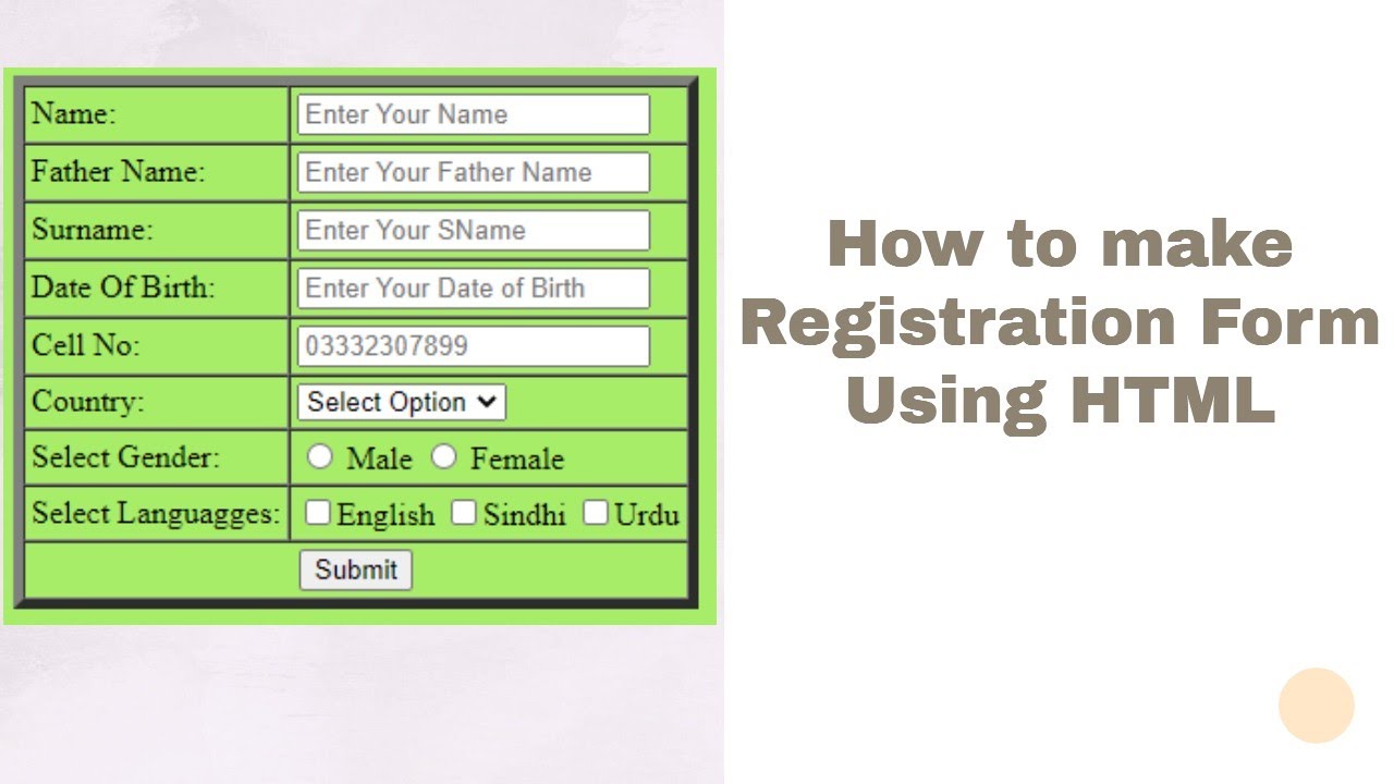 How to Make Registration Form Using HTML | Web Teq - YouTube