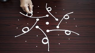 Very very Simple Flower Rangoli designs with 7x4 dots - Easy kolam designs - cute muggulu