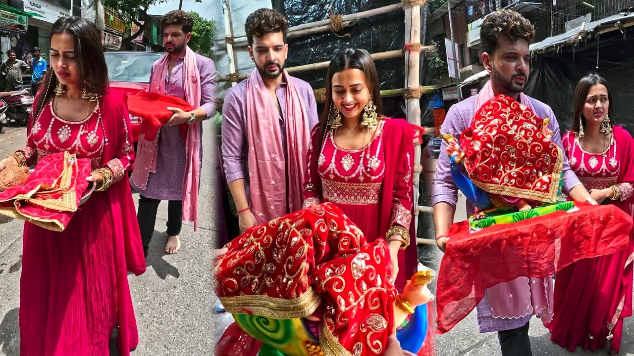 🙏💕 Tejasswi Prakash & Karan Kundrra Welcome Bappa Home With Her Father | Ganesh Chaturthi 2025
