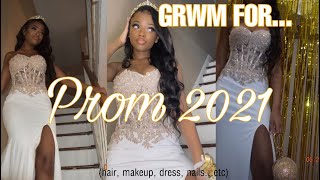 GRWM for Prom Vlog 2021 During a Pandemic (hair, makeup, dress, nails, etc) ft. Ashimary hair