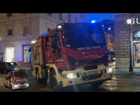 [DOUBLE PULL] APS+ Autoscala Vigili del Fuoco Roma in sirena/ Italian Fire Brigade Responding