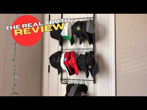HapiRm Over Door Hat Rack - 3 Tier Wall Mounted Hat Organizer with 16 Hooks and 10 Movable Clips, Ba