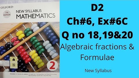 Oxford Mathematics 2, D2, Chapter no 6, Exercise no 6C, Q no 18, 19, 20, New Syllabus, 7th Edition.