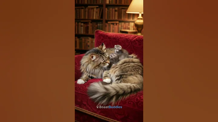 Watch the video about Baby Ferrets Play in Cat's Fluffy Fur 🐾😸