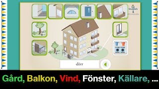 lära om Gård, Balkon, Vind, Fönster / learning about accommodation in swedish (2020)