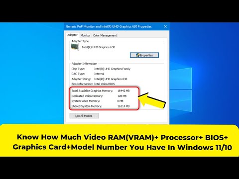 Know How Much Video RAM(VRAM)+ Processor+ BIOS+ Graphics Card+Model Number You Have In Windows 11/10