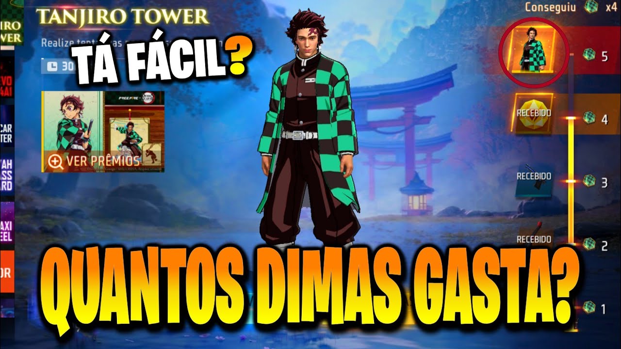 PEGANDO TANJIRO ANTECIPADO!!! TORRE DE TOKENS DEMON SLAYER - NOVO EVENTO -  NOVIDADES FREE FIRE 