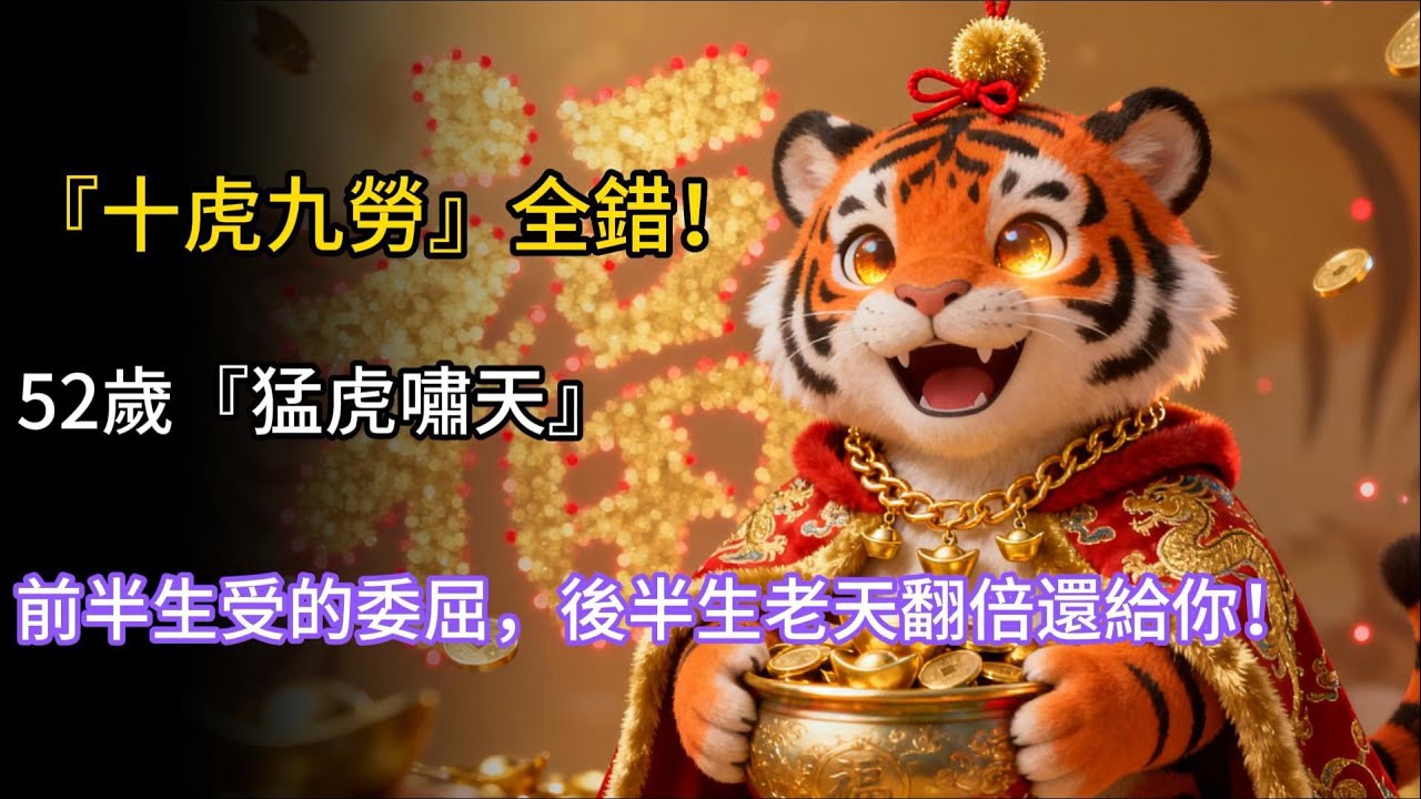 『十虎九勞』全錯！1974年屬虎人，52歲『猛虎嘯天』，前半生受的委屈，後半生老天翻倍還給你！#1974屬虎  #屬虎運勢 #命理   #財運 #轉運 #52歲 #風水#2026年生肖虎運勢
