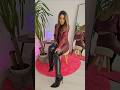 Burgundy LEATHER Outfit And BOOTS ASMR Fashion Posing Asmr Shorts