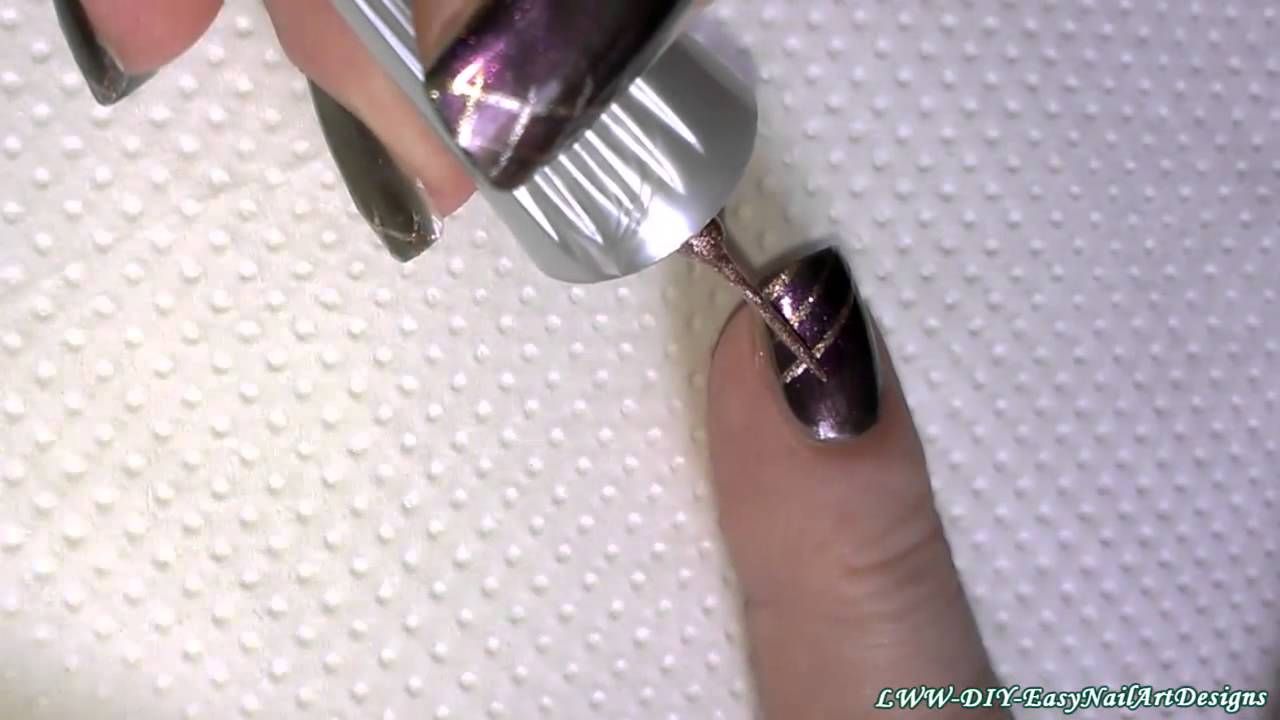 Metal HOLO NAIL ART - Elegant Metallic Copper Purple & Gold Nails