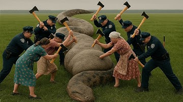 Brave rescue team fights giant python to save innocent mother sheep 🐍