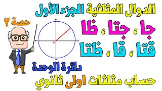 الدوال المثلثية ومقلوباتها ، دائرة الوحدة الدرس الثالث حساب مثلثات للصف الاول الثانوي ترم اول |حصة 3