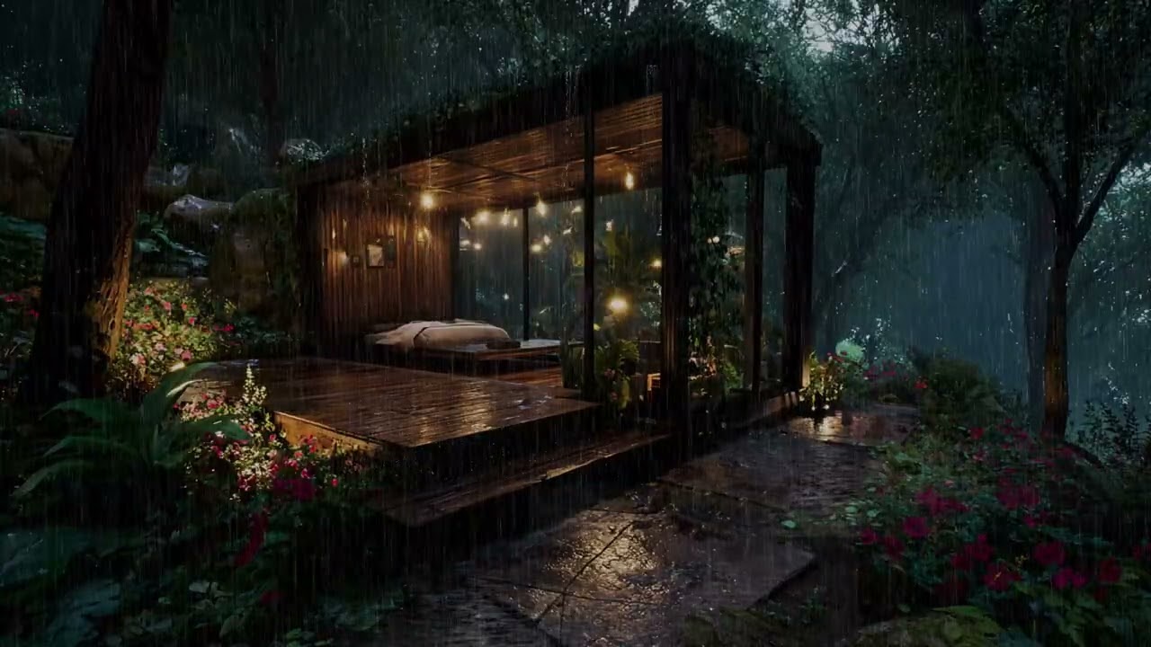 Tranquil Midnight Rain Ambience for Sleep | Peaceful Rain for Stress Relief