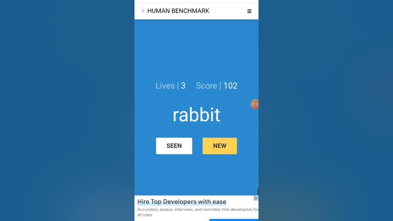 Verbal Memory Test: Human Benchmark—Score of 216 - YouTube
