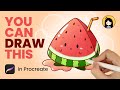 How to draw a cute watermelon in procreate  easy tutorial for beginners  cute drawing ideas