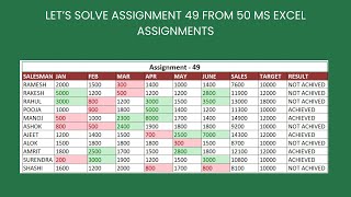 Famous Assignment 49 - Let’s solve Assignment 49 from 50 ms excel assignments Net Worth