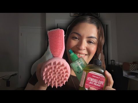 ASMR| Hair Care & Scalp Oiling- spraying, oil, brushing & scalp massage 💆🏻‍♀️