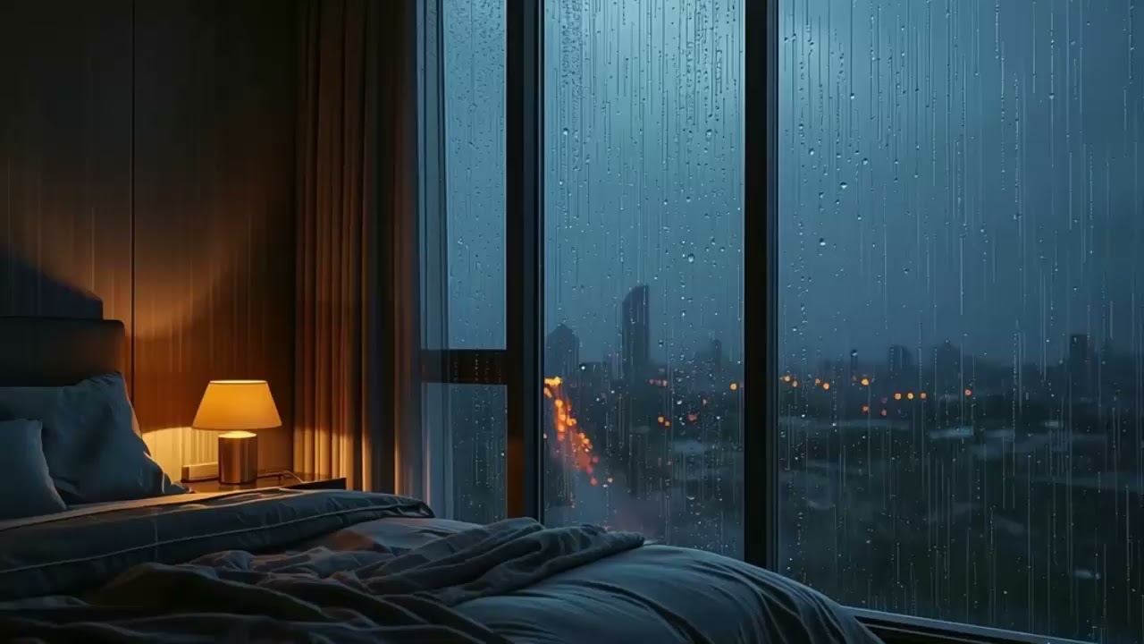 Luxury Hotel Room Rain 🌧️ 20 Minutes Cozy Night Ambience