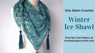 One Skein Crochet Lace Shawl  Winter Ice