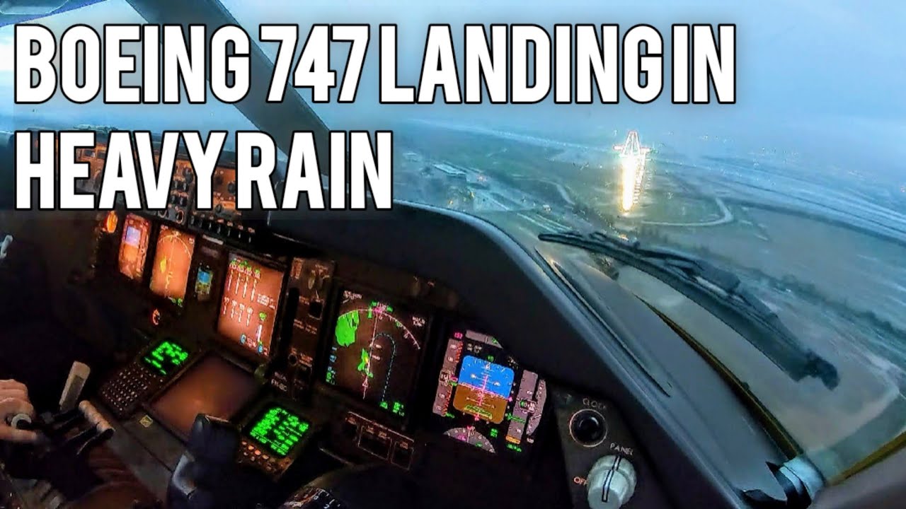 Boeing 747 Landing in HEAVY RAIN @ Tel Aviv