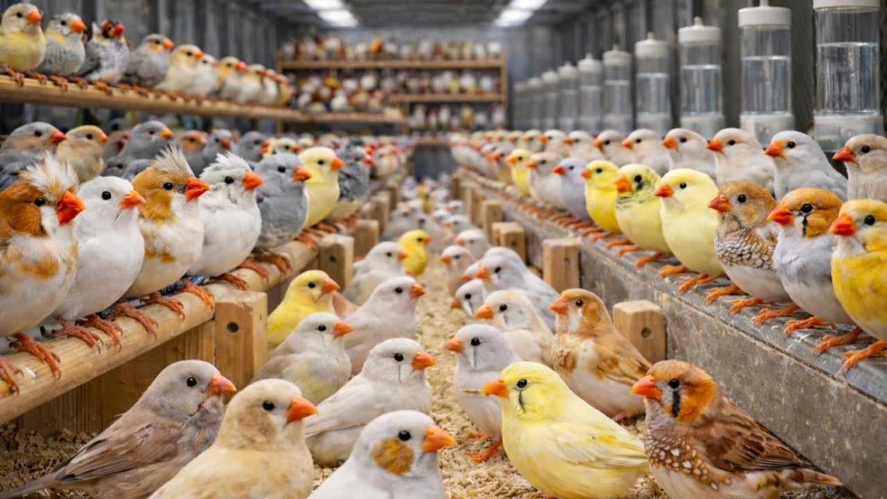 Inside a Massive Zebra Finch Mega Farm🐦/Feeding, Breeding & Smart Management & 100+Chicks Per Clutch