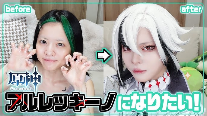 原神】真反対の顔をメイクでアルレッキーノにする【コスプレ】 - YouTube