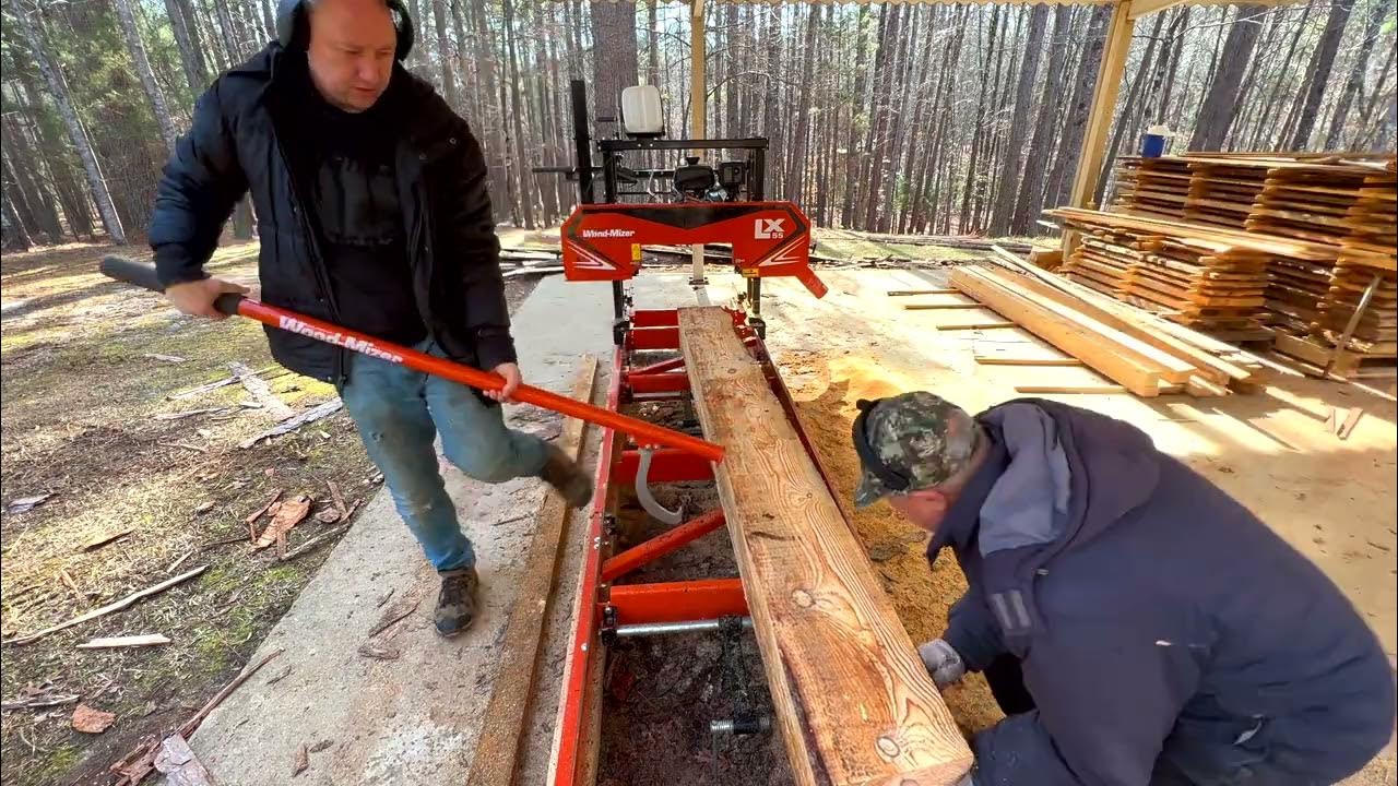 Milling 4x4 from a Fallen Pine Tree with WoodMizer LX55 Sawmill YouTube