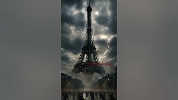 Eiffel Tower struck and collapsing in lightning storm