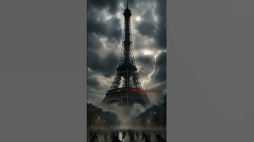 Eiffel Tower struck and collapsing in lightning storm