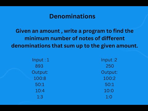 python programming | coding practice-8 | Denominations