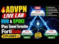 FortiGate ADVPN Explained | Hub &amp; Spoke Topology | IPsec Tunnel Formation Live Demo 2026