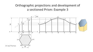 Projection and development of sectioned prism: Example 3