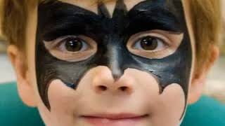Step-by-Step how to face paint a Batman design using Derivan Face and body paints tutorial