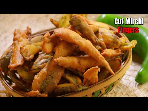 కట్ మిర్చీ ఫింగర్స్|cut mirchi fingers recipe at home by vismai food| mirchi bajji recipe in telugu