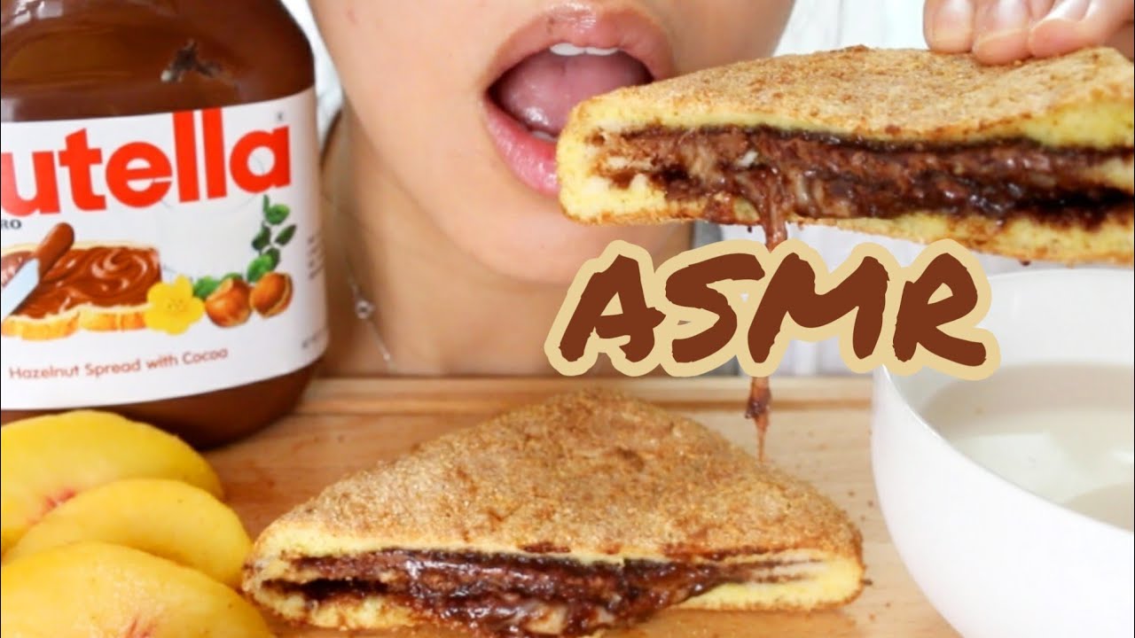 ASMR NUTELLA BREAD TOAST AND MILK EATING SOUNDS DESSERT MUKBANG 먹는 먹방 | TWILIGHT
