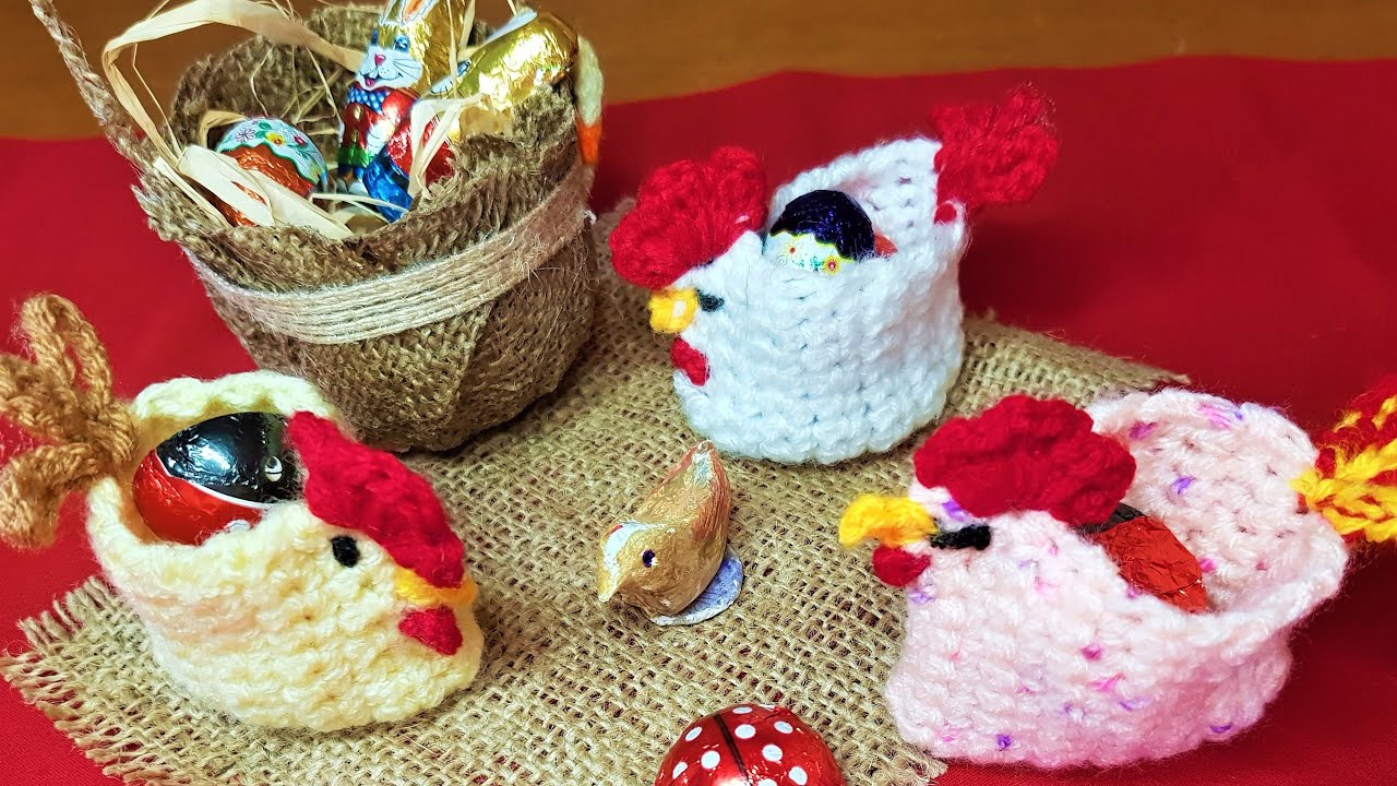 πλεκτά πασχαλινά κοκοράκια & καλαθάκια - knitted easter roosters & baskets