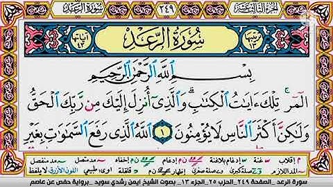 سورة الرعد مكتوبة برواية حفص عن عاصم الشيخ أيمن سويد