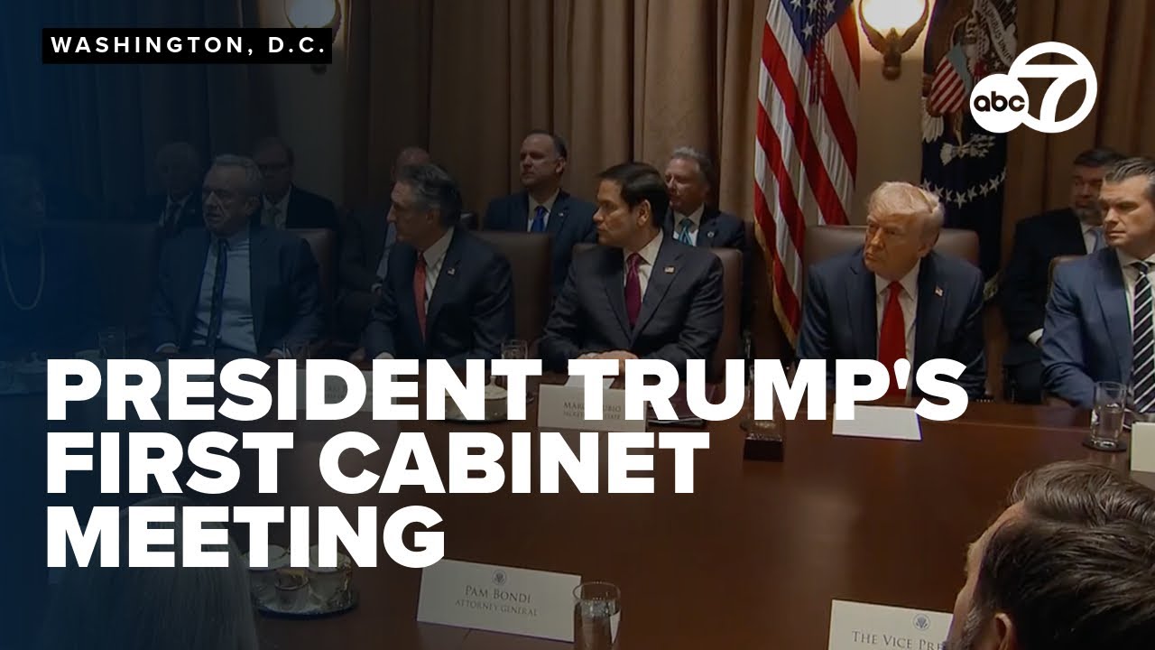 President Donald Trump holds first cabinet meeting of new term with ...