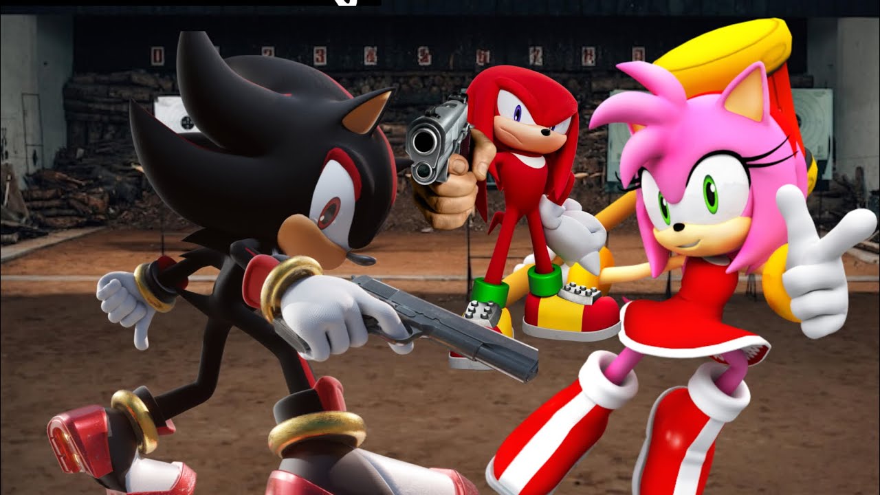 Shadow invites Amy and Knuckles for gun practice in VRChat