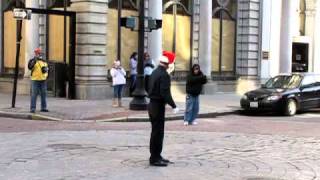 Santa Dancing Cop on Christmas Eve in Providence, RI