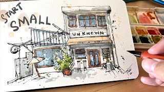 Loose ink and watercolor sketching for beginners lRealtime tutorial