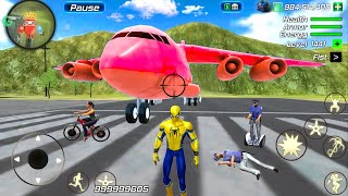 Spider Rope Hero Gangster Crime - Airplane Flighing at Vegas City - Android Gameplay screenshot 5
