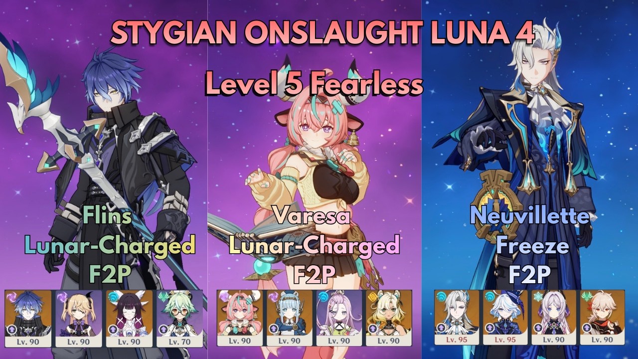 Fearless Difficulty Level 5 Stygian Onslaught | F2P Clear | Luna 4 | Genshin Impact| Mobile Gameplay