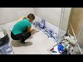 SUELO PORCELANICO en BAÑO🤯 ¡QUEDA INCREIBLE!❤️ Colocación PASO A PASO (CASI LO TENEMOS YA🤯)