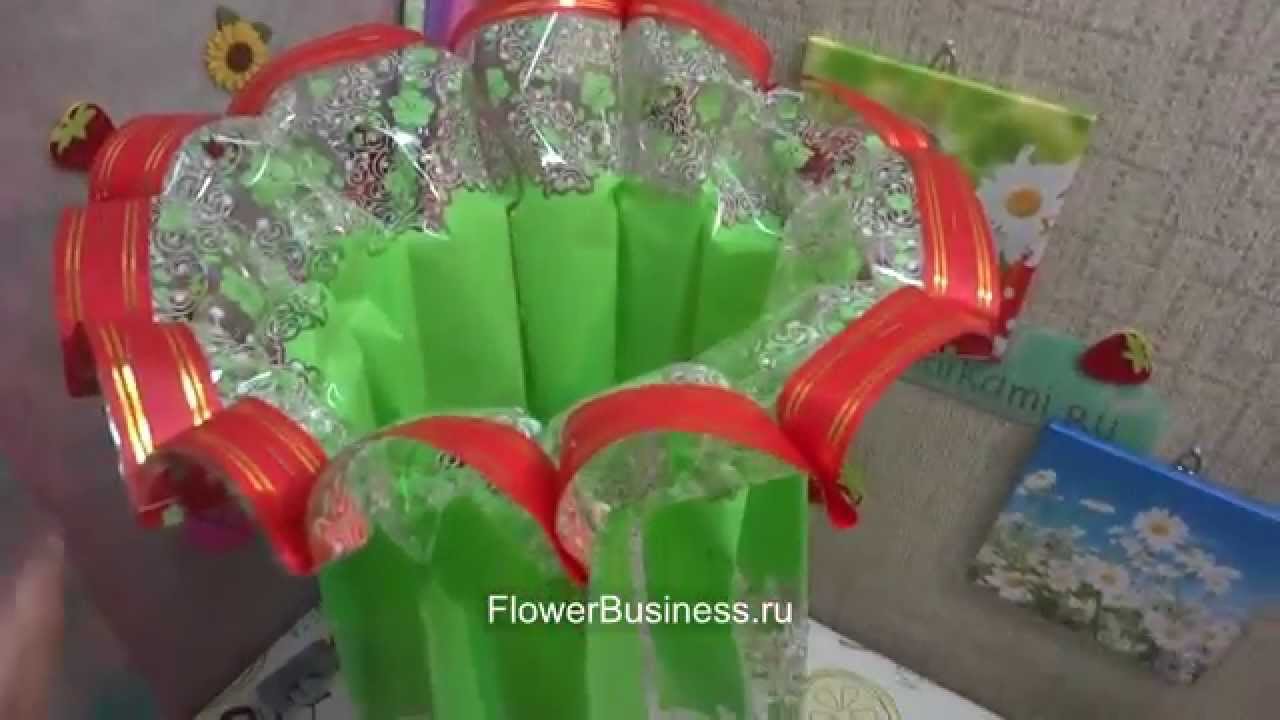 Букет в виде цилиндра BuketSvoimiRukami.ru - YouTube