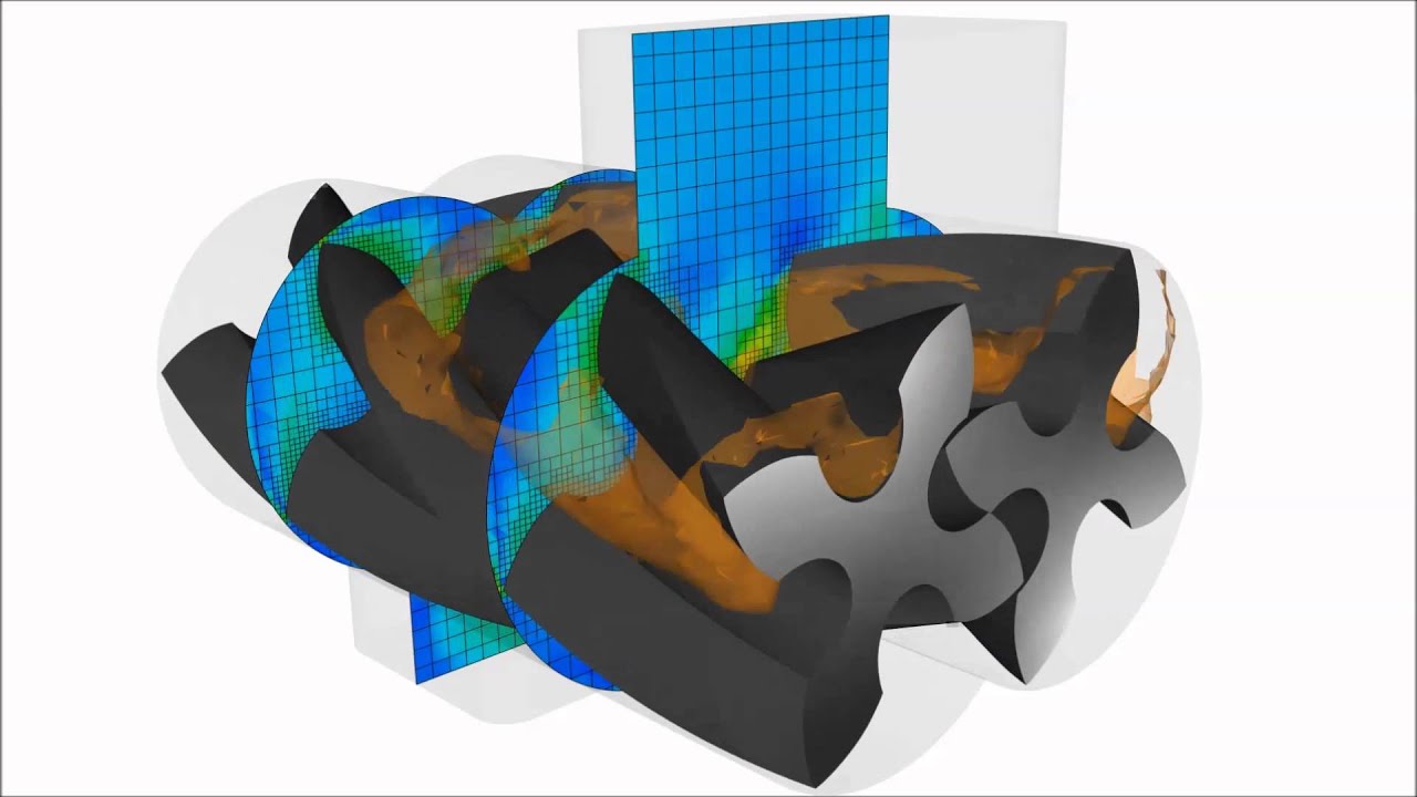 Screw Compressor Rendering Screw Compressor Rendering in CONVERGE - YouTube