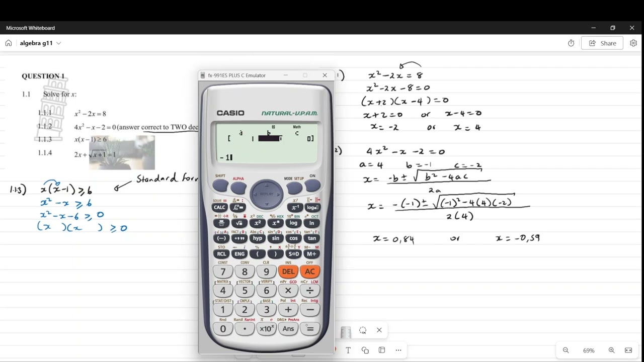 ALGEBRA; equations and inequalities gr11
