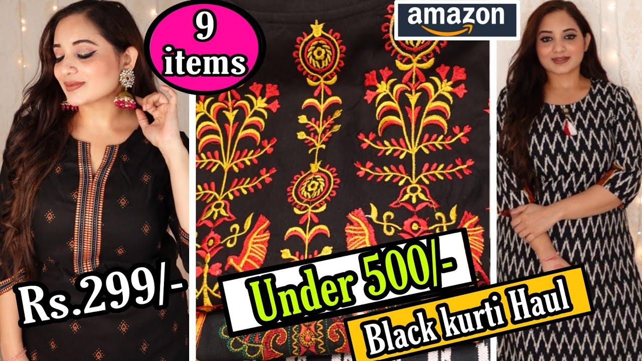 Buy Shraddha New Rayon Kurti Black at Amazon.in