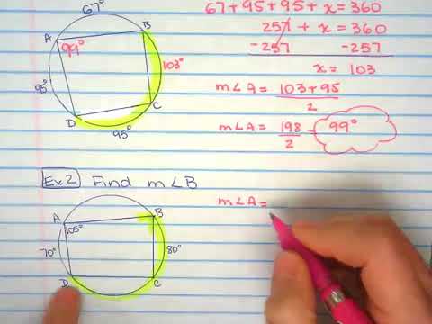 Angles In Inscribed Quadrilaterals U 12 Youtube