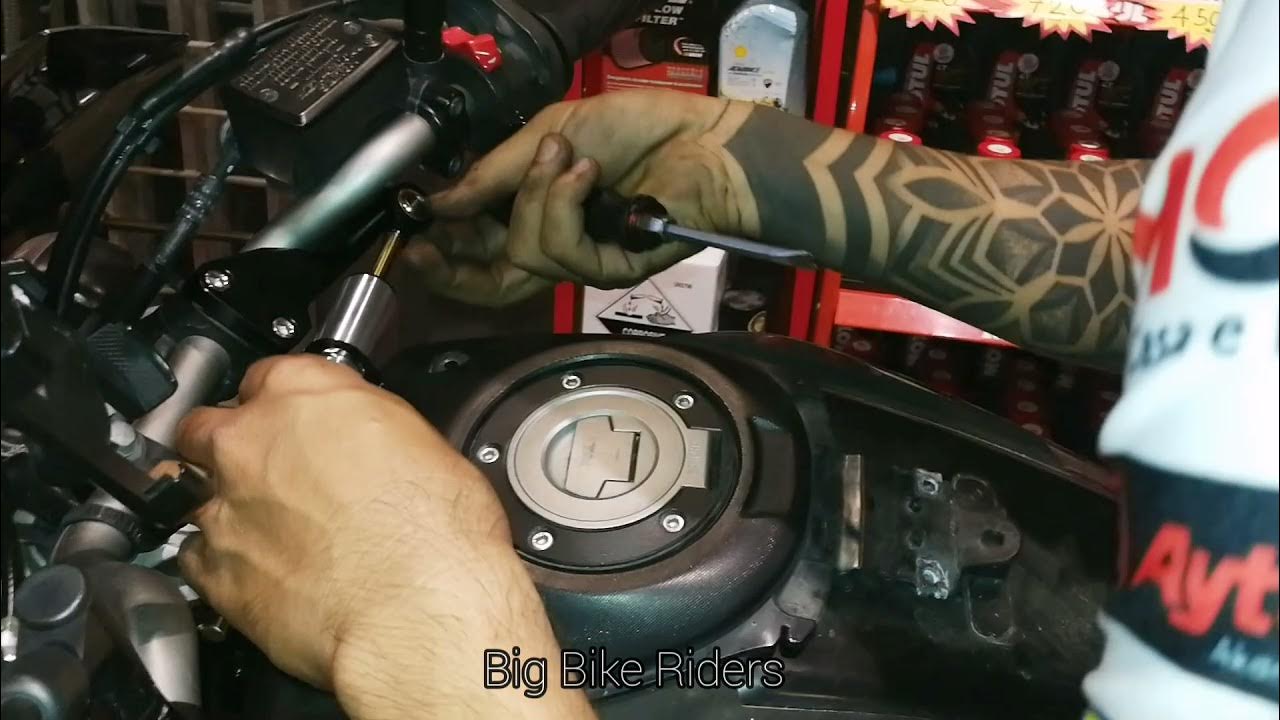 How to install Steering Damper, Install Steering Stabilizer in MT07